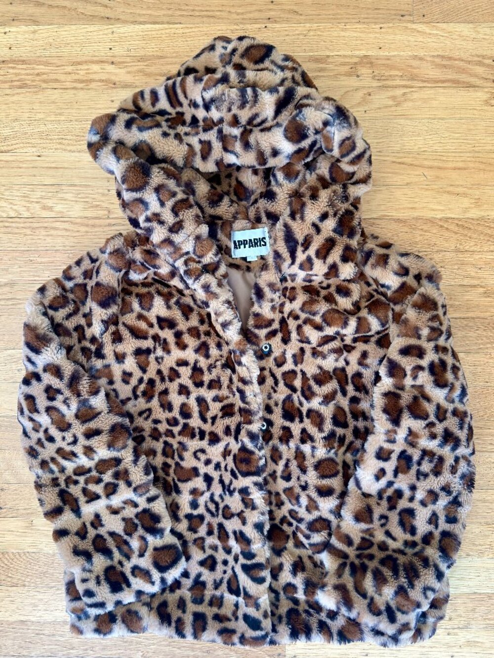 Apparis Faux Fur Animal Print Goldy Coat, Size Small